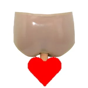 pornhint Pornhint Latex trunk briefs with firm anal dildo and penis tube M (1072)