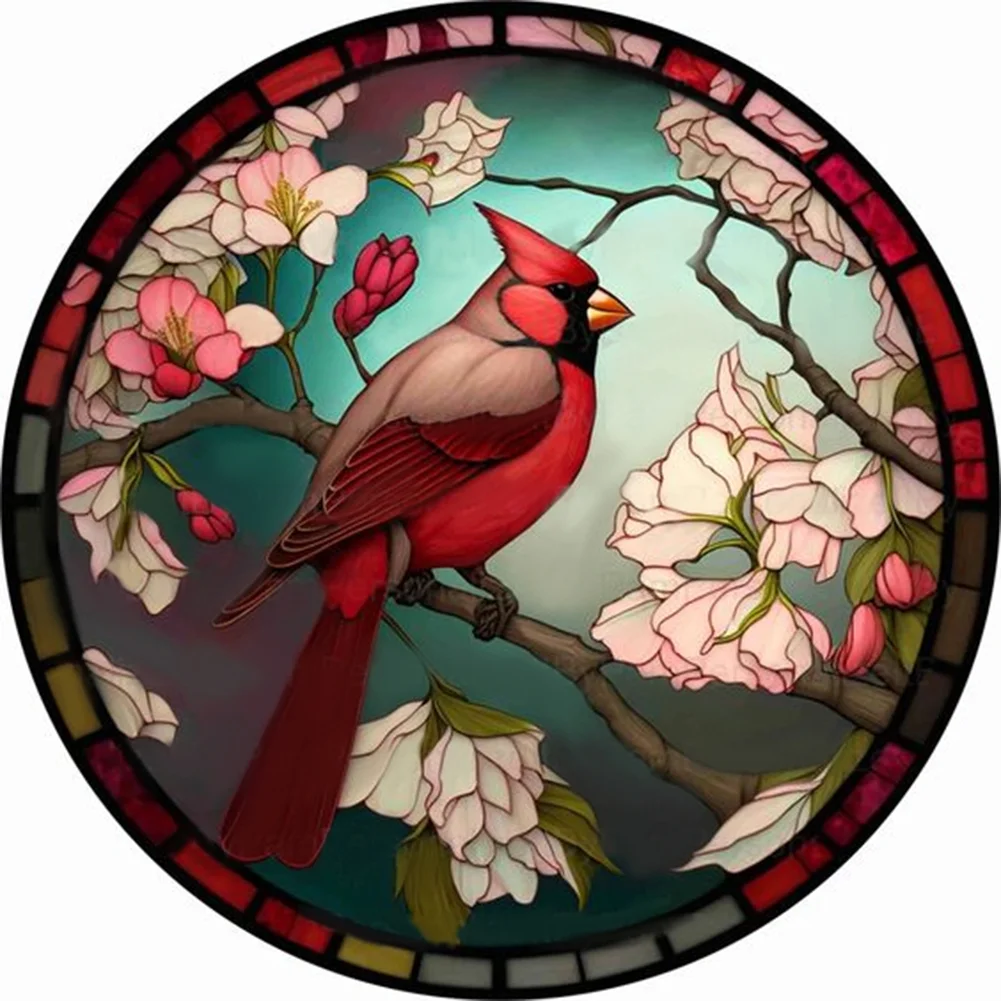 Diamond Painting - Full Round - Stained Glass Cardinal(30*30cm