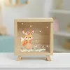 Personalized Cute Floral Bunny Bear Animals Wooden Clear Money Box Piggy Bank with Name Room Decor Birthday Gift for Girls Kids