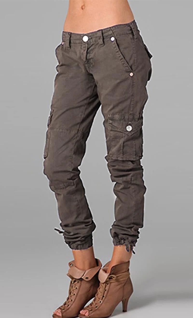 Brownm Street Hipster Color Patchwork Pocket Zipper Women's Casual Pants