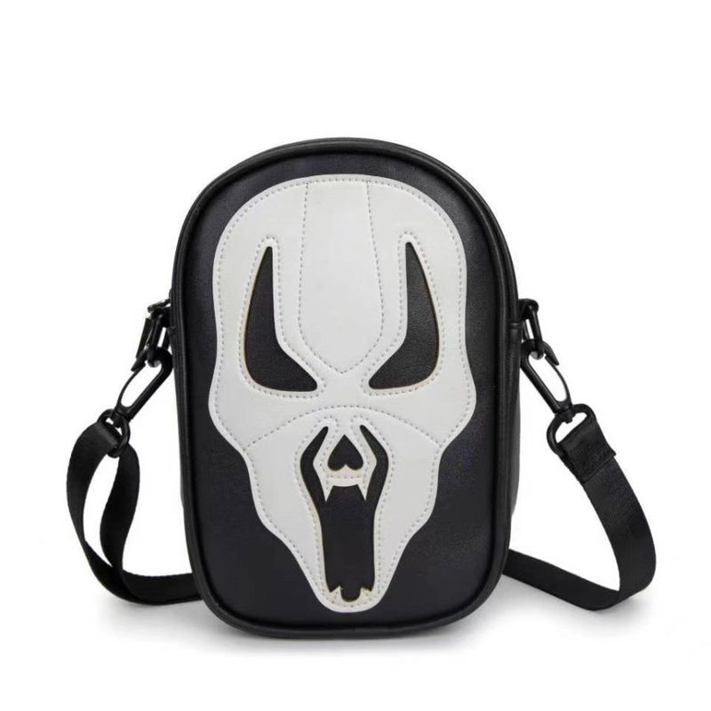 Halloween Women’s Small Pu Leather Color Block Skull Streetwear Square Zipper Crossbody Bag