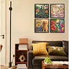 4Pcs Animals and Flowers Special Shaped DIY Partial Drill Diamond Painting Kit for Adults Beginners Home Decor Diamonds Paintings Gem Art 30x30cm