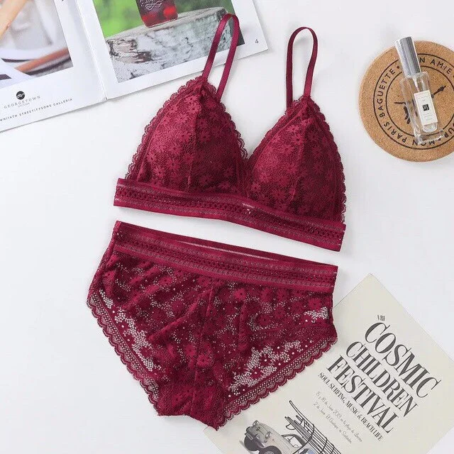 Women's Lace Bra Beauty Without Underwire Wrap Back Comfortable Chest Daisy Bra Stretch Triangle Coaster Underwear