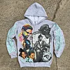 Casual Character Print Zip-Up Hoodie