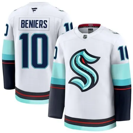 Youth Seattle Kraken #10 Matty Beniers  White Away Jersey