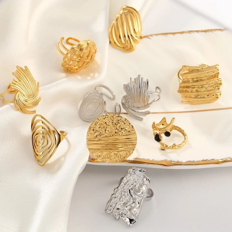 Minimalist Commute Geometric 304 Stainless Steel Plating Open Rings