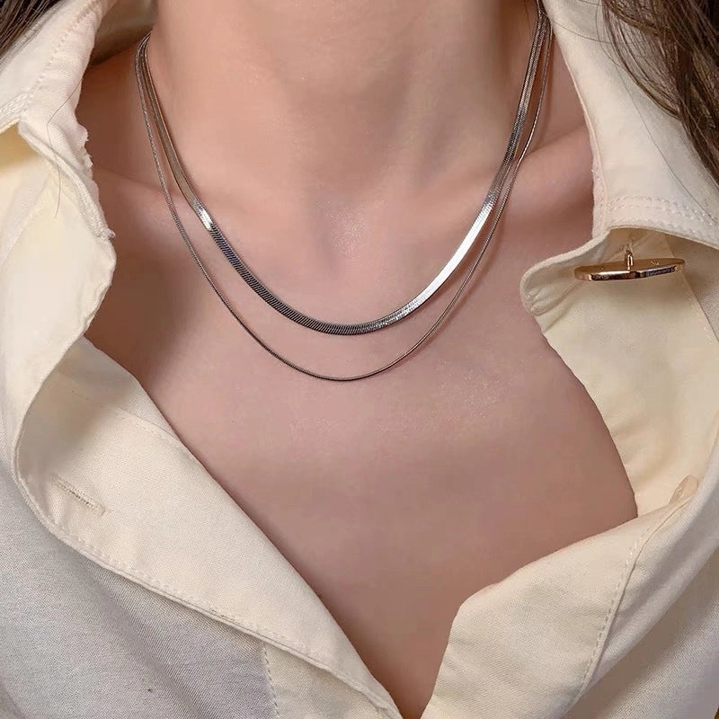Minimalist Solid Color Titanium Steel Polishing Necklace