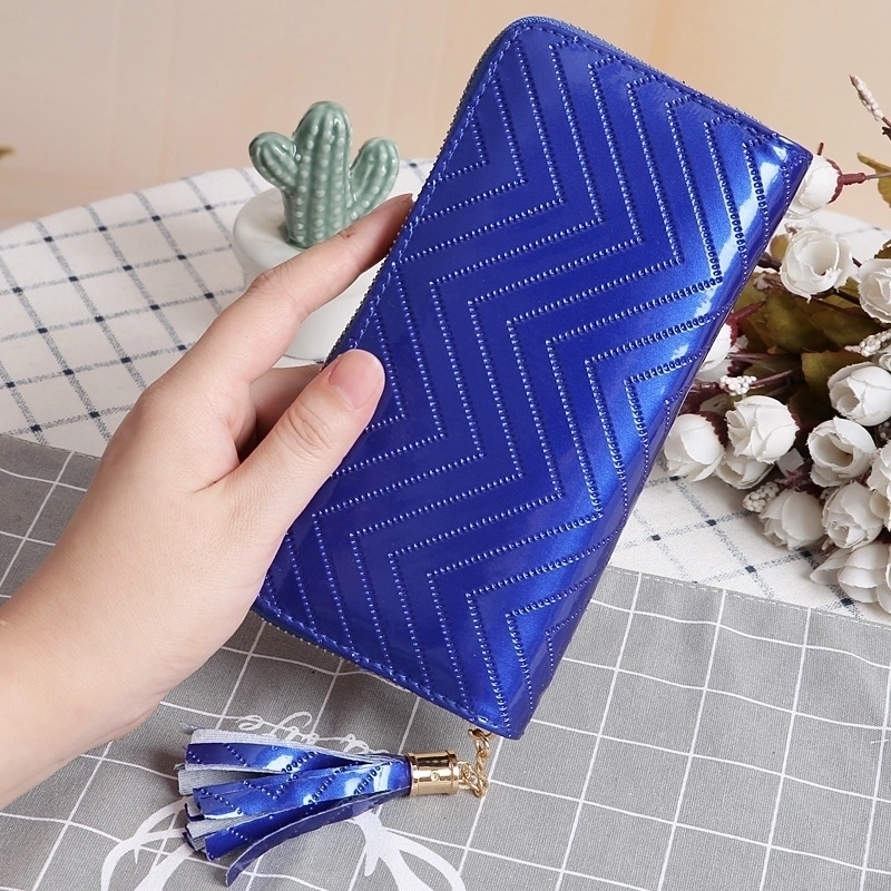 Fashion Candy Color Tassel Plaid Long Zipper Wallet