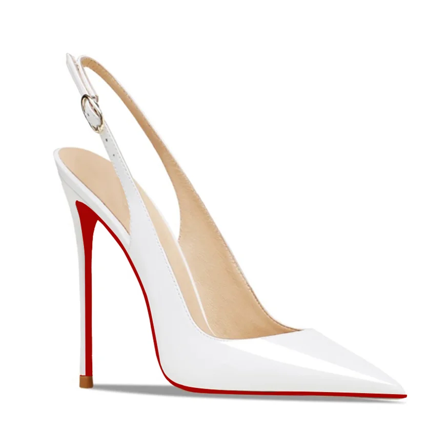 120mm/100mm Women's Sandals Pointed Toe Slingback Red Bottom Heels-MERUMOTE