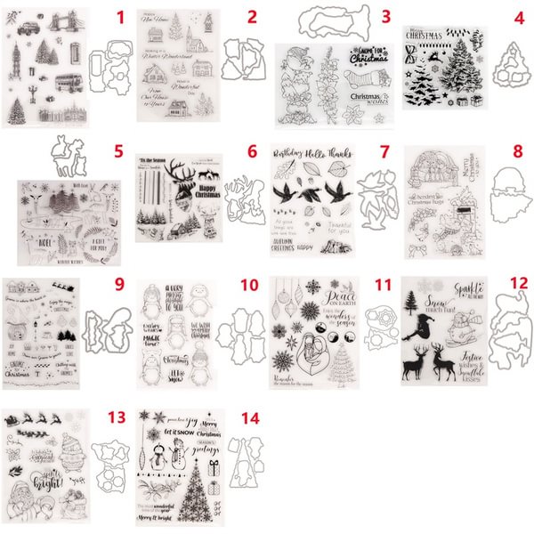 14 Styles Merry Christmas Snowman Stamp or Dies Set Scrapbooking Christmas Card Making Silicone Clear Stamp Embossing Decorative Craft - Shop Trendy Women's Fashion | TeeYours