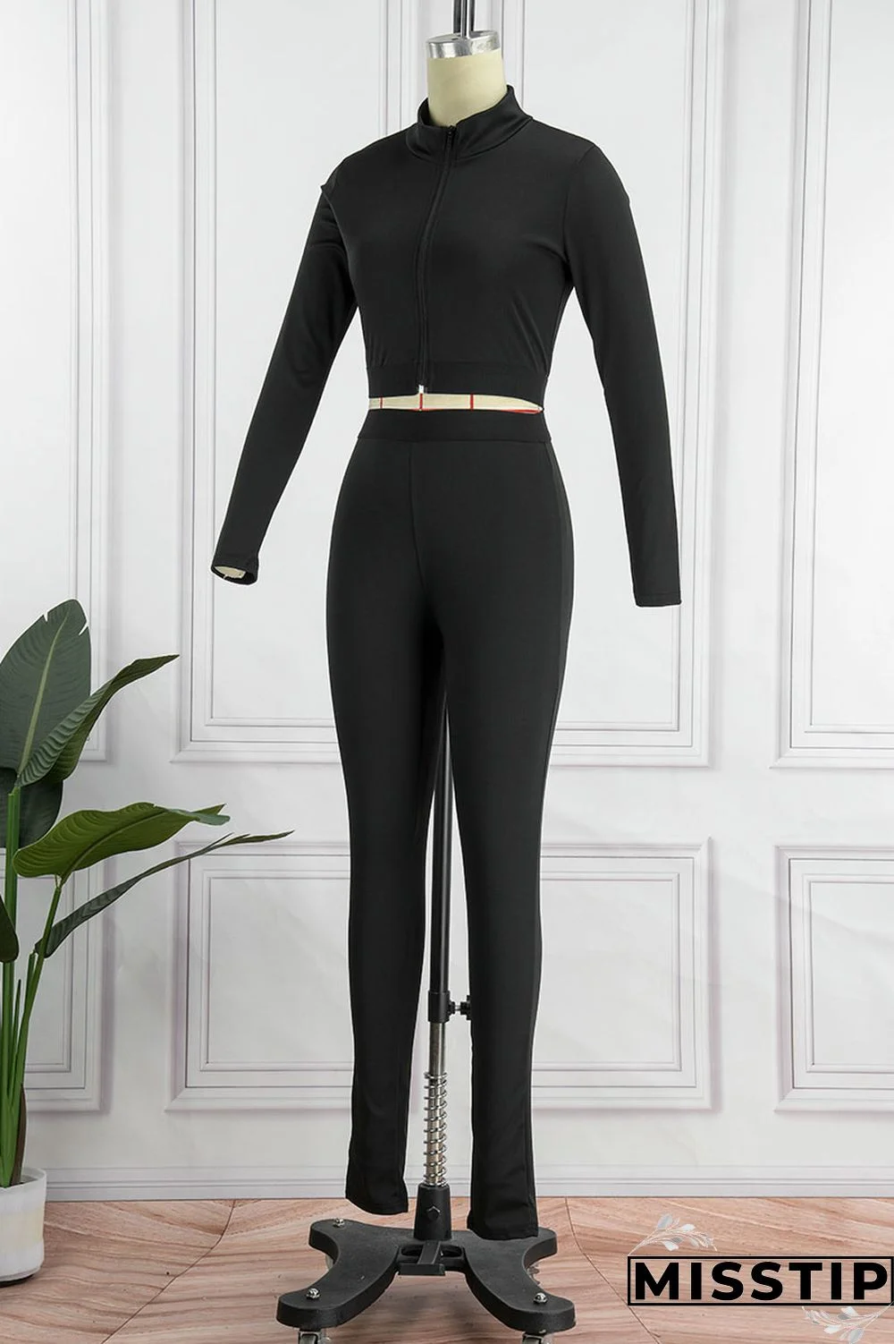 Deep Red Casual Sportswear Solid Patchwork Zipper Long Sleeve Two Pieces