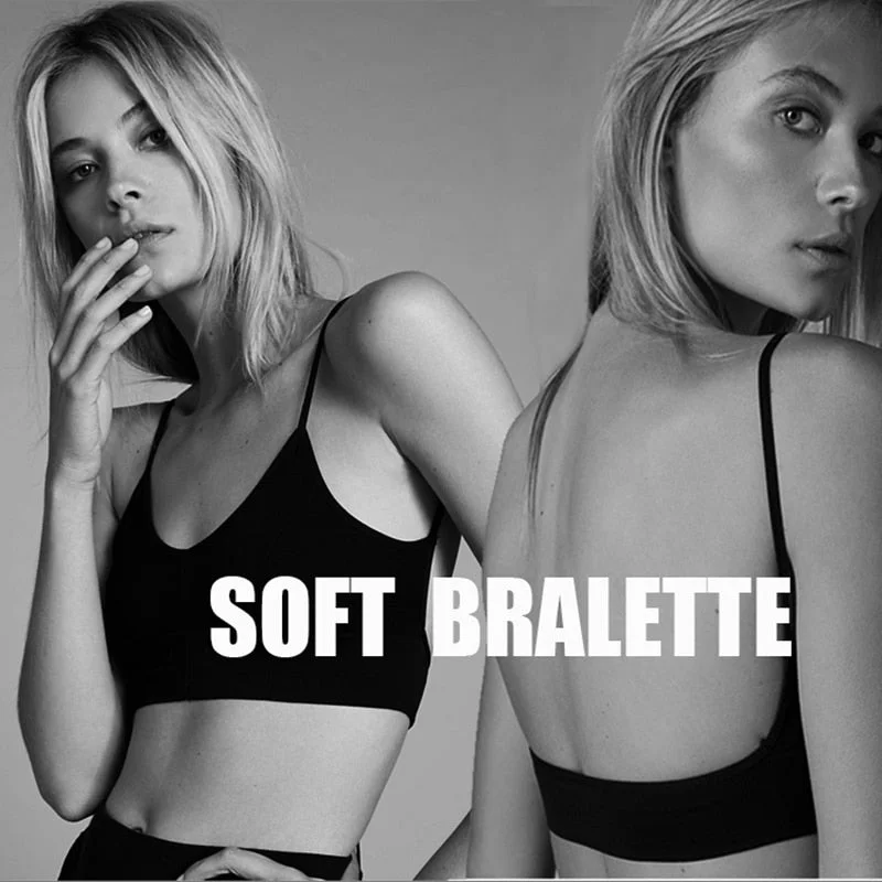 Backless Bra Seamless Wireless Bralette Women's Underwear Unlined Sports Bralet Sexy Black Low Back Bras Female Kawaii Lingerie