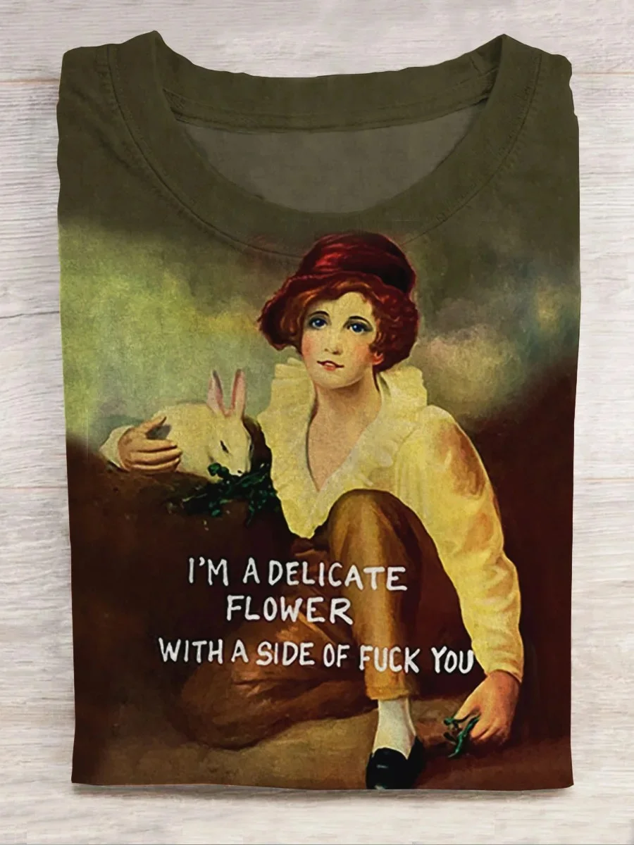 Eagerlys  I'm A Delicate Flower with A Side of Fuck You Art Print T-shirt Eagerlys