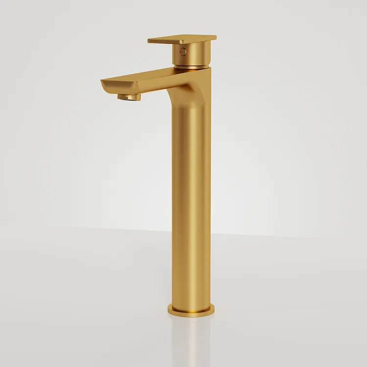 EVERSTEIN Single Handle Tall Bathroom Sink Faucet in Brushed Gold, 12.4" H