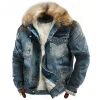 Men's Sherpa Fleece Lined Distressed Denim Trucker Jacket by Inlyline