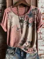 Women's Retro Bohemian Floral Casual T-shirt