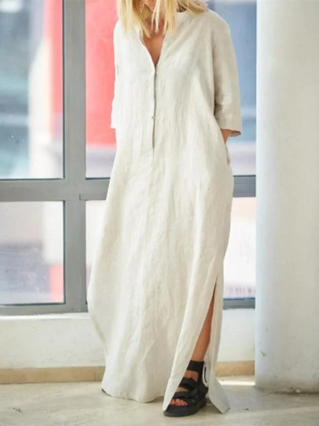 Casual cotton linen dress