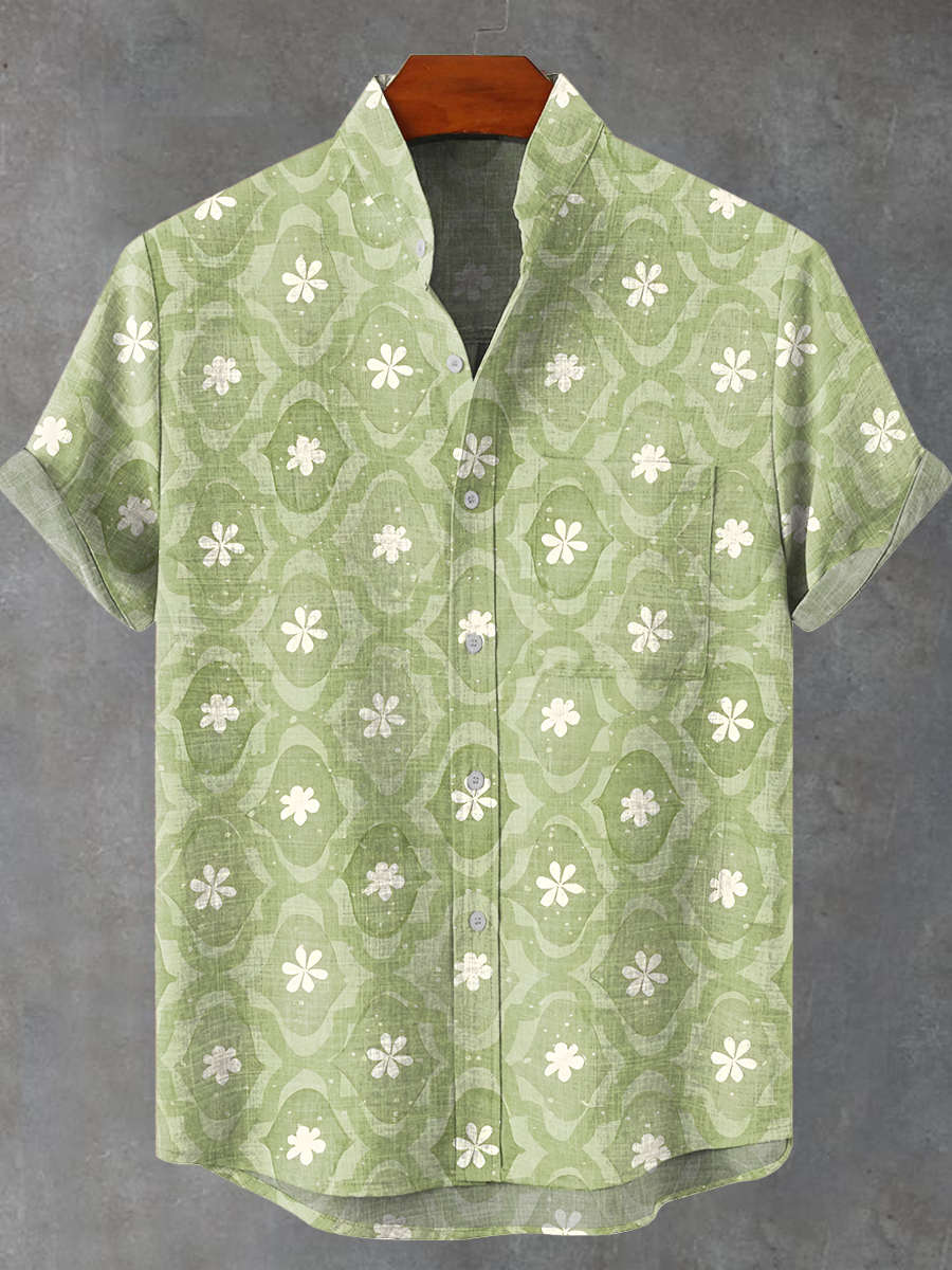 Vintage Floral Prints Casual Cotton Shirt main image 1