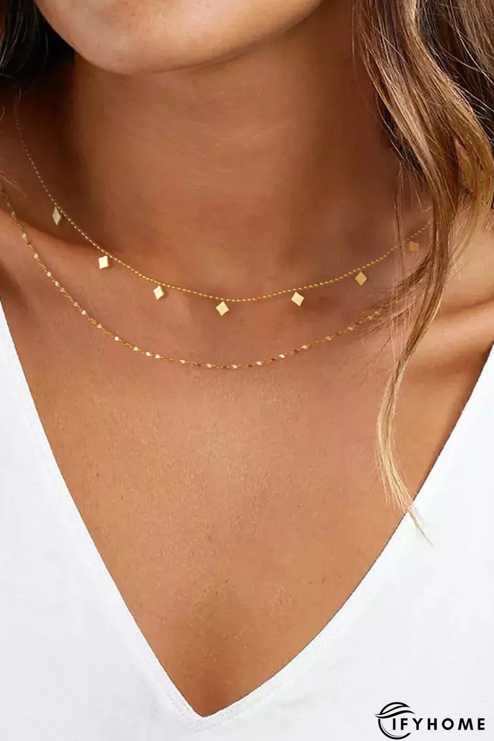 Gold Double-Layered Alloy Necklace | IFYHOME