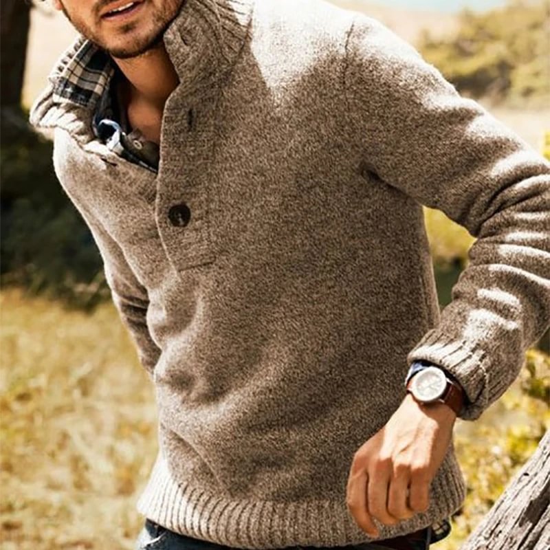 Men's Lapel Slim Casual Pullover Trend Sweater - VSMEE