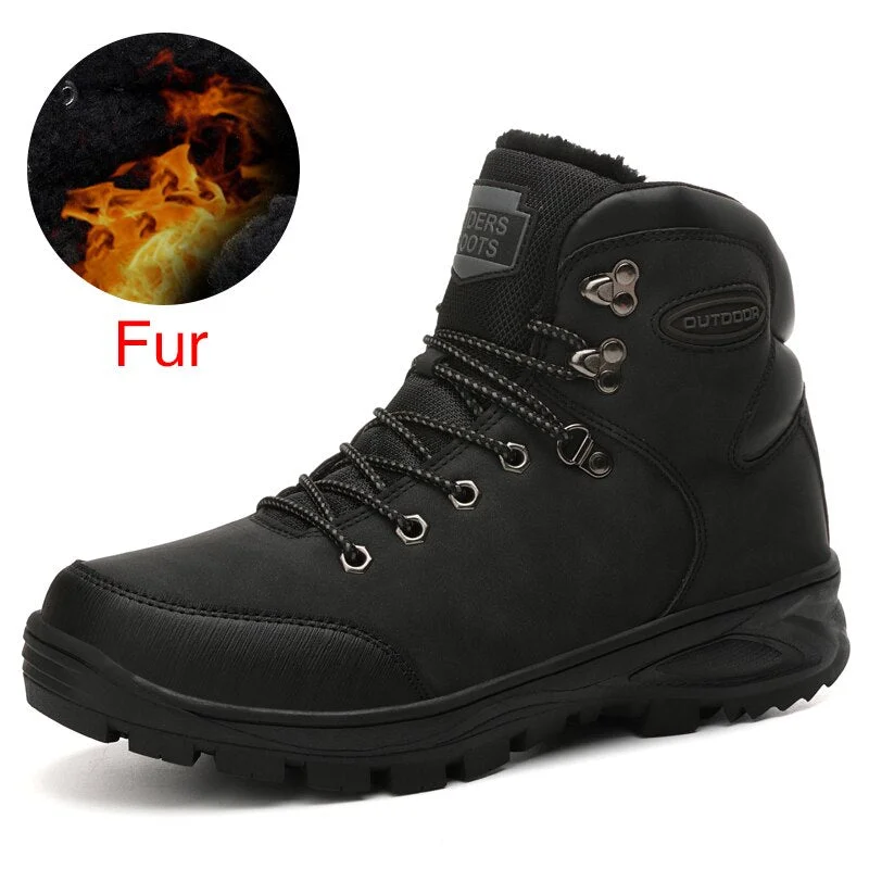 DEKABR Split Leather Men Waterproof Warm Boots Men Casual Shoes Fashion Ankle Boots For Men High Top Outdoor Winter Men Boots