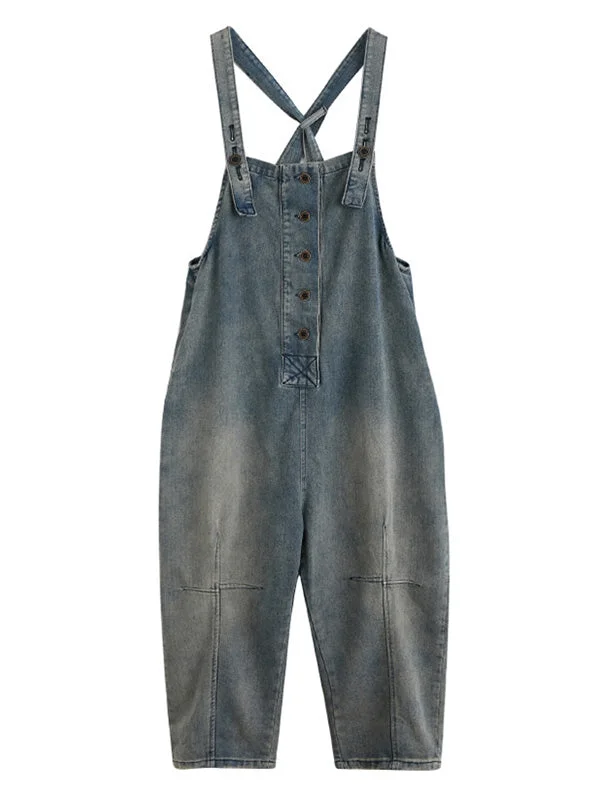 Original Solid Elasticity Denim Jumpsuits