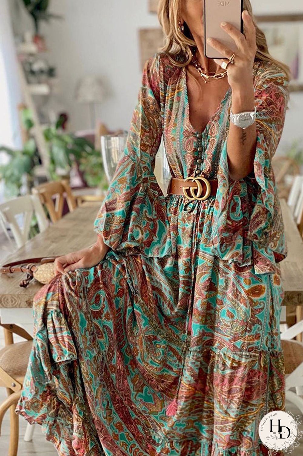 Down The West Coast Bohemia Print Maxi Dress