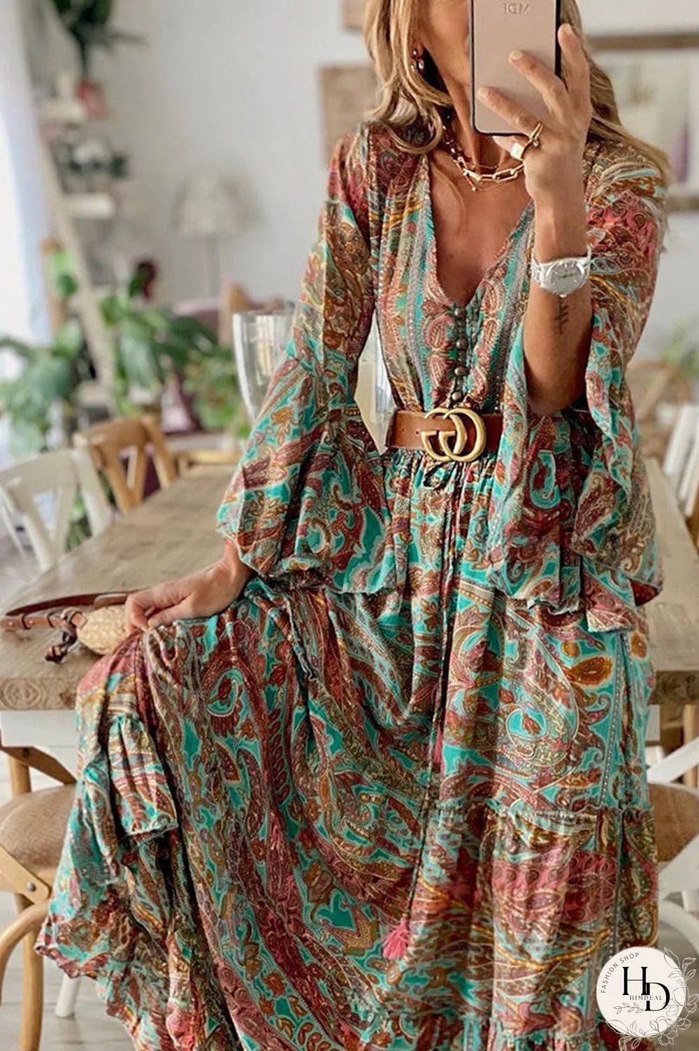 Down The West Coast Bohemia Print Maxi Dress