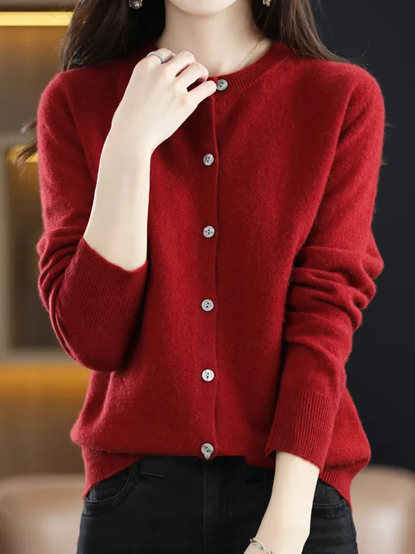 Round Neck Long Sleeve Cardigan main image 0