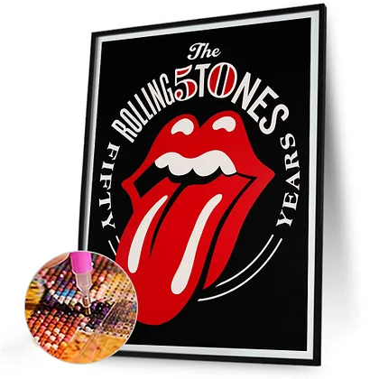 Rolling Stones (Lips Album Cover Canvas Print, 40 x 40 cm, Multi-Colour