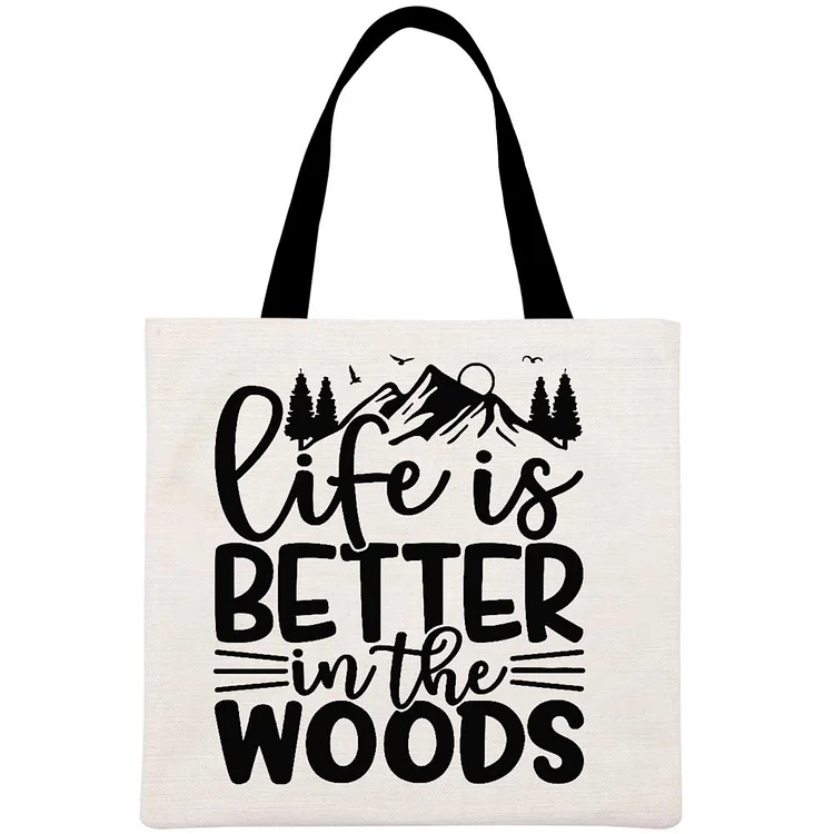 Life is Better in the Woods Printed Linen Bag-Annaletters