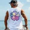 Unisex Surf Hibiscus Print Lounge Tank Top by Inlyline