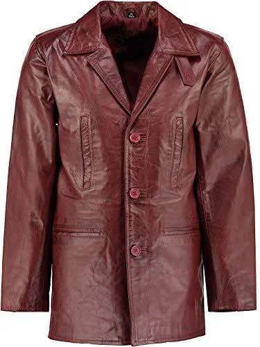 Men's Max Payne Wine Red Leather Coat