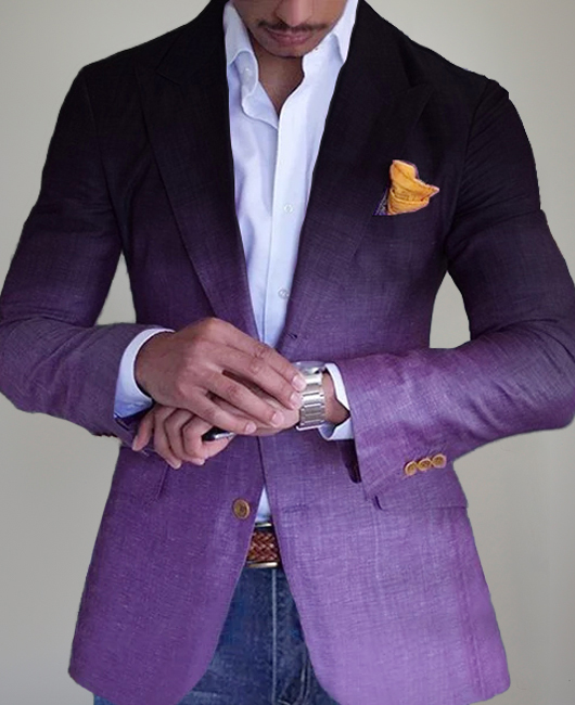 Business Gradient Single Breasted Pockets Lapel Collar Blazer
