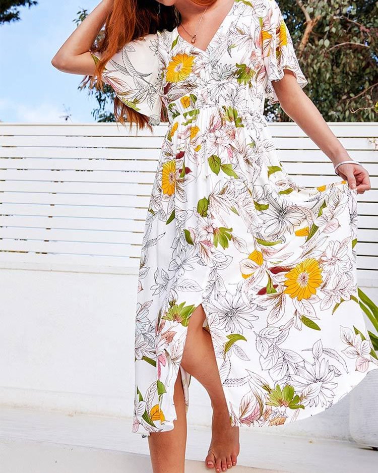 Lila A-Shape Elastic Waist Maxi Dress