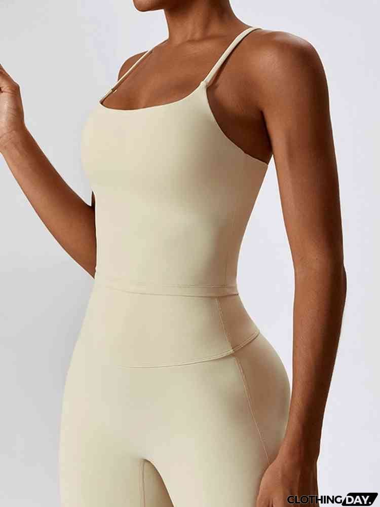 Square Neck Back Crisscross Tank Top