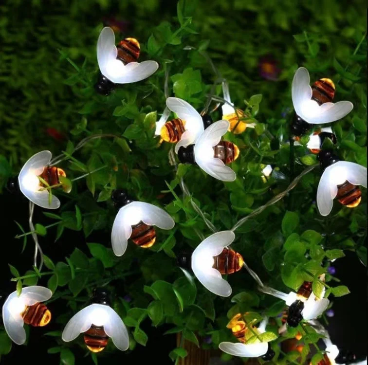 Solar Cute Bee Garden Fence LED String Lights