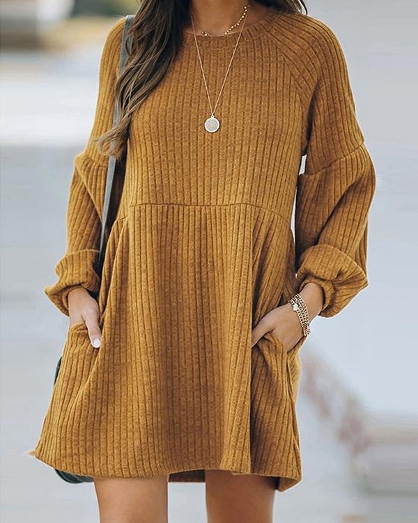 Knitted Long Sleeve Dress - Chicaggo