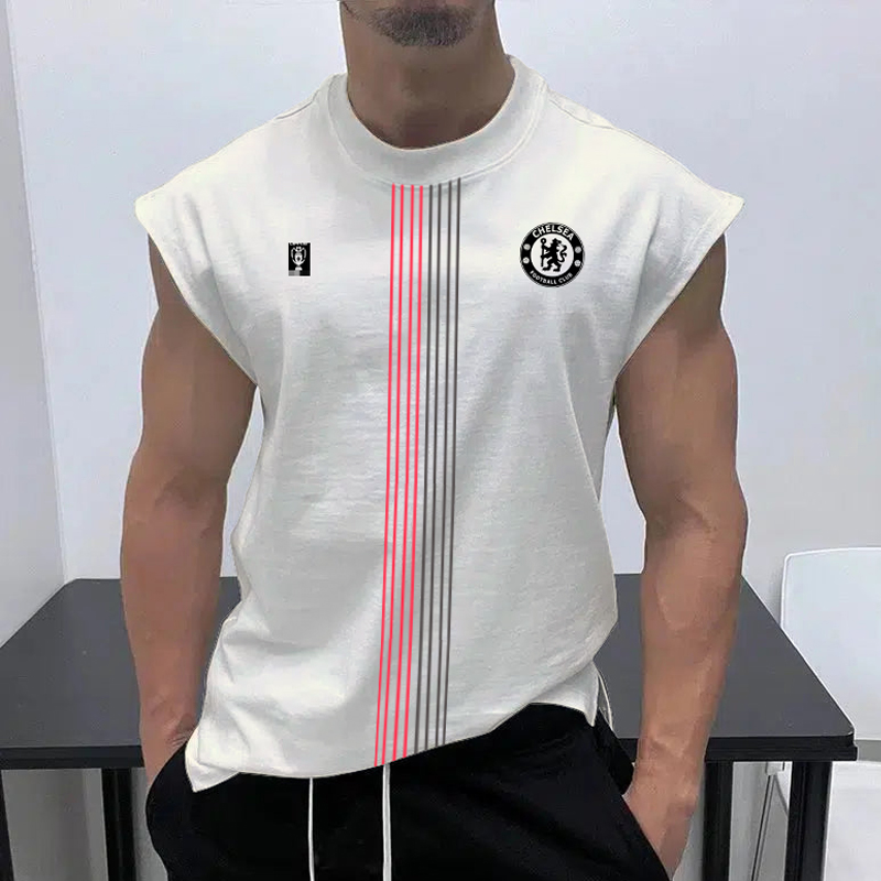 Men's Football Team Logo Print Jersey Casual Fitness Sleeveless Vest / TECHWEAR CLUB / Techwear