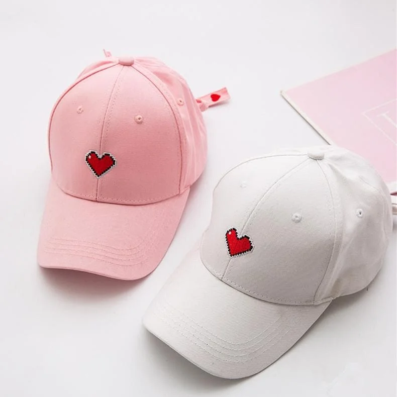 White/Black/Pink Chic Sweet Heart Baseball Hat SP1812336