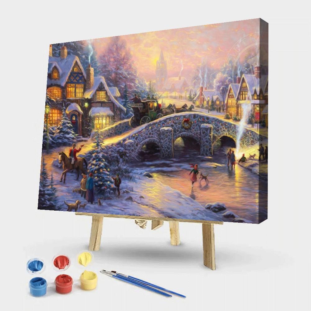 

50*40CM - Paint By Numbers - Snow Scene, 501 Original