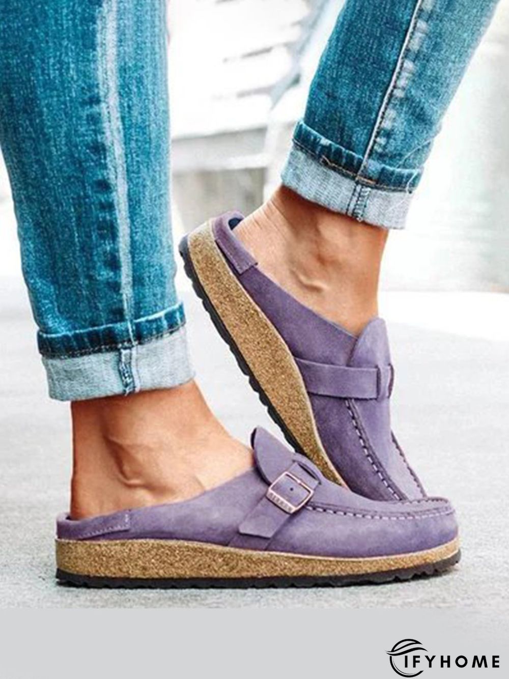 Women Soft Sole Casual Comfy Leather Slip On Sandals | IFYHOME