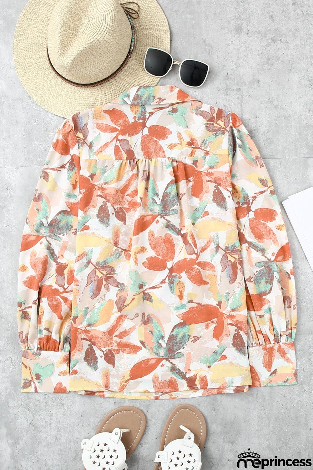 Floral Print Wrap Long Sleeve Blouse
