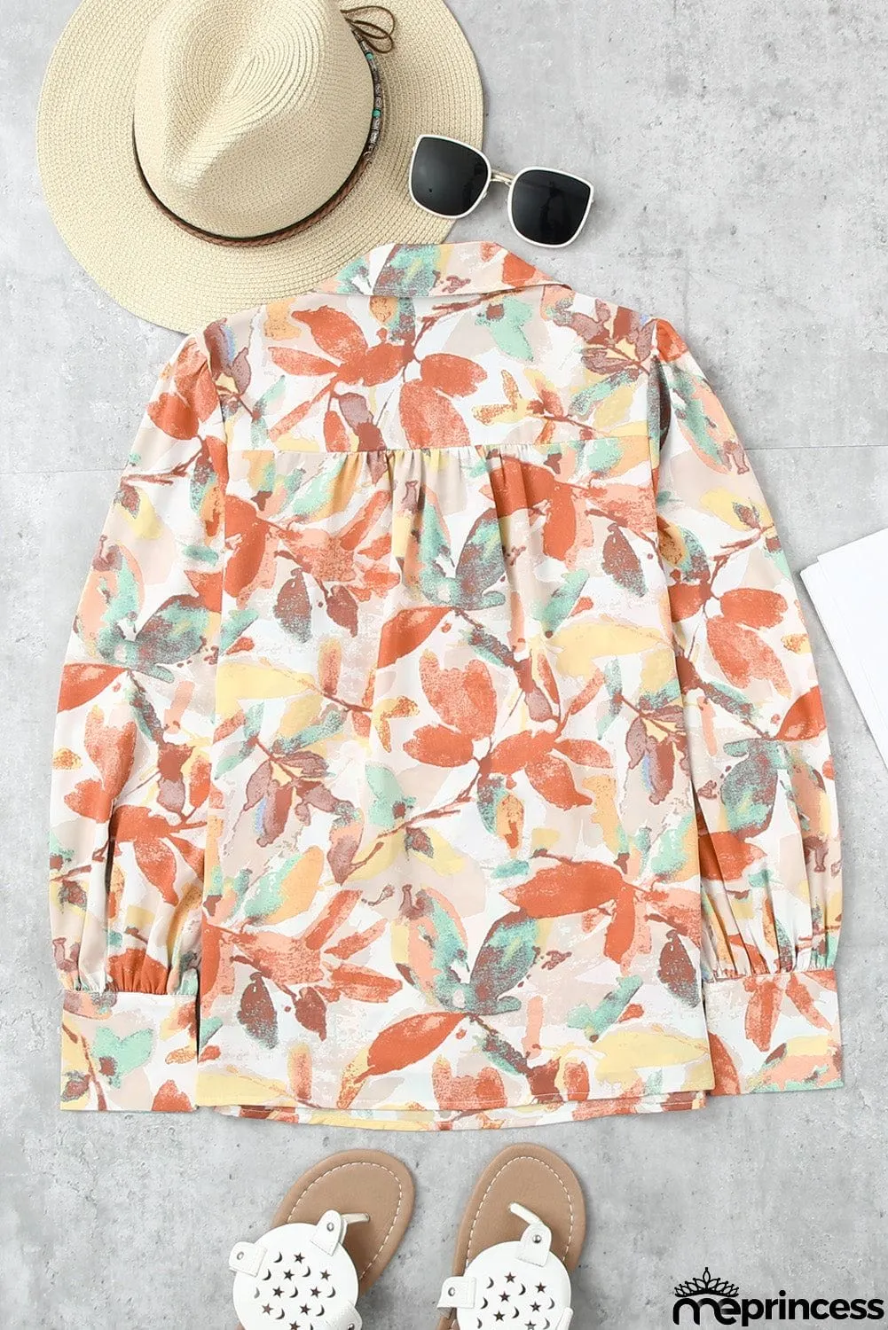 Floral Print Wrap Long Sleeve Blouse