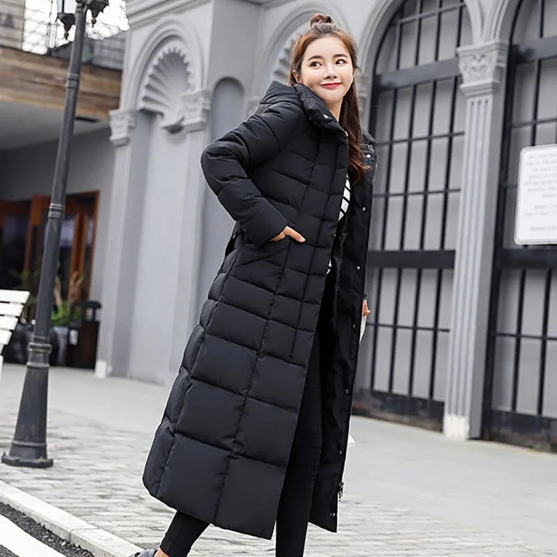 NEEDBO Winter Jacket Women with Fur Hood Plus Size Warm Long Winter Jacket and Coat for Women Doudoune Down Coat Lady Parka