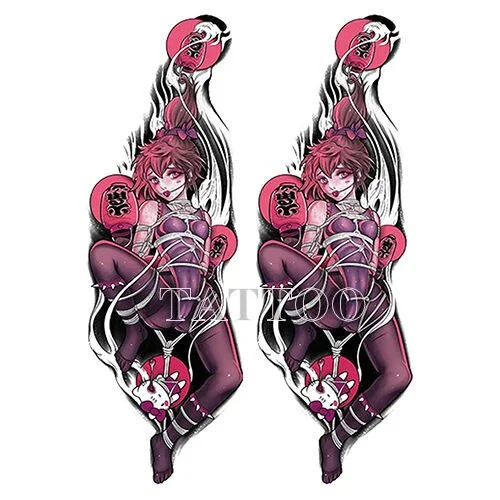 Japanese Devil Dark Sexy Pink Girl Big Size Color Arm Water Transfer Temporary Fake Tattoo Sticker For Men and Women