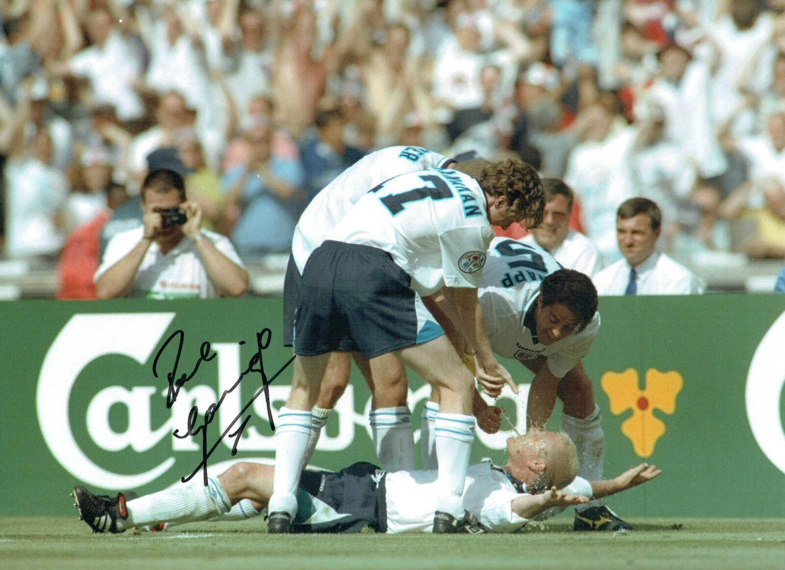 Paul GAZZA Gascoigne Signed Autograph Huge 16x12 England Photo Poster painting AFTAL COA