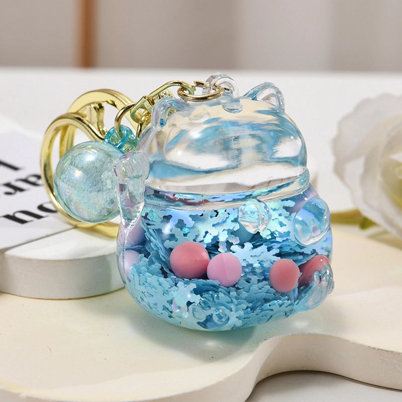 Cute Lucky Cat Arylic Unisex Bag Pendant Keychain