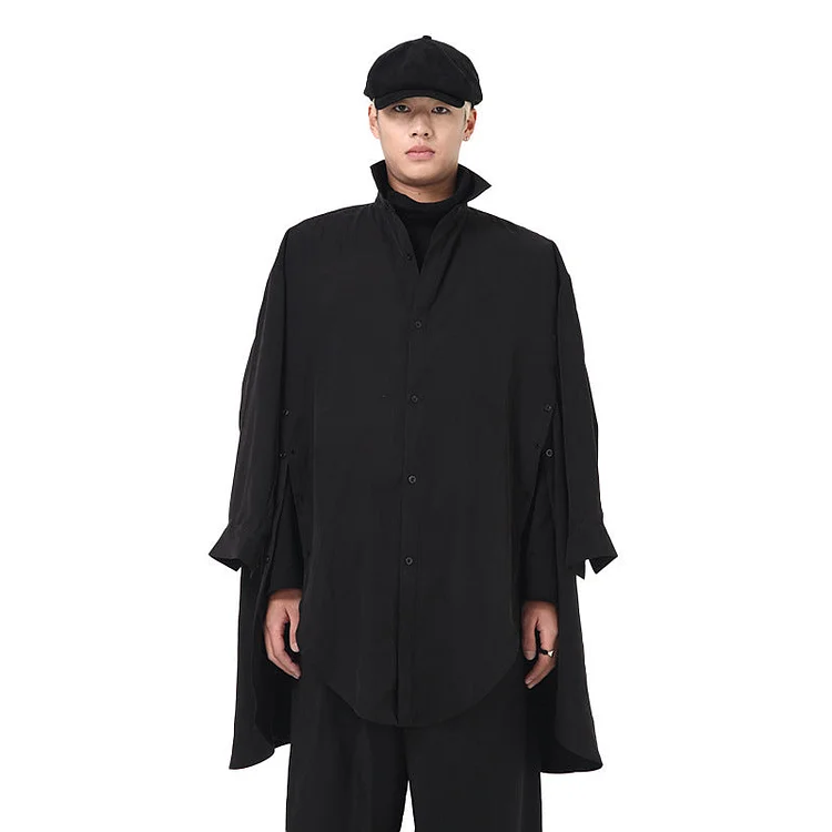 Trendy Design Sense Long Solid Color Dark Style Long Shirts-dark style-men's clothing-halloween