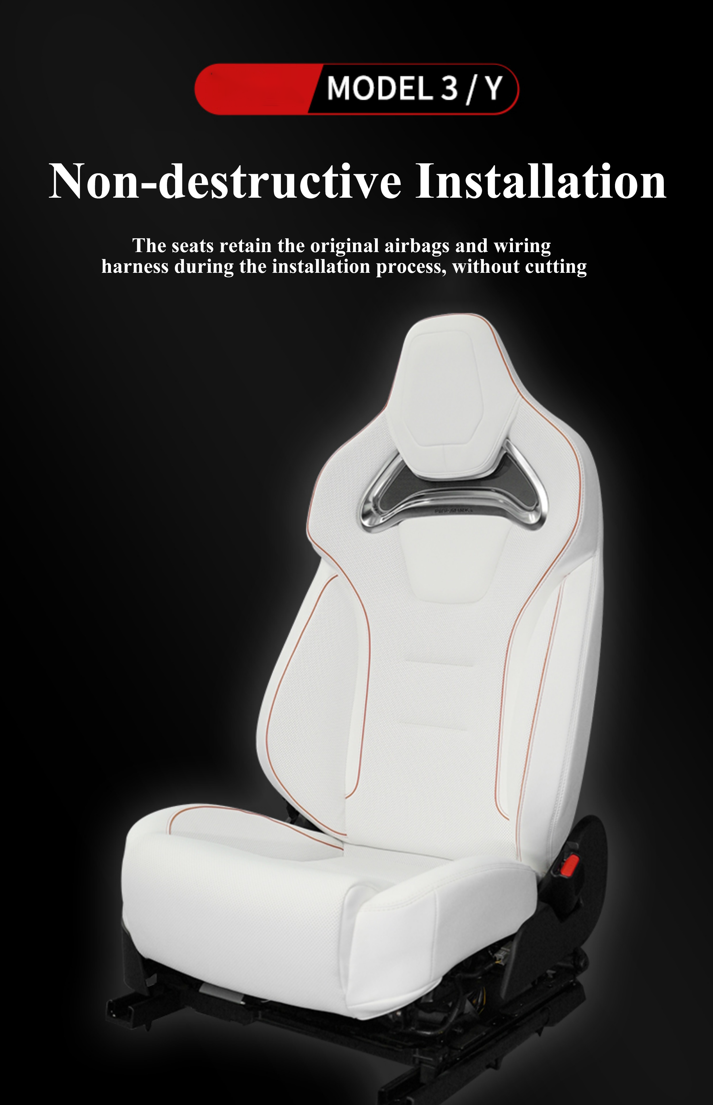 TESLASY Tesla Model 3Y Sportscar Style Seat Ventilated Cushion (Full seats)